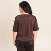Top en suedine marron fonc&eacute; femme