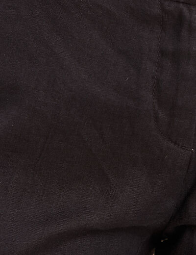 Pantalon flou ceinturé noir femme