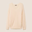 Pull col v orange abricot femme