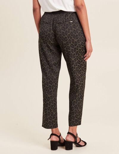 Pantalon flou taille basse vert kaki femme