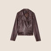 Veste esprit motard zipp&eacute;e marron fonc&eacute; femme