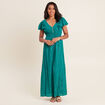 Robe longue droite fluide vert canard femme