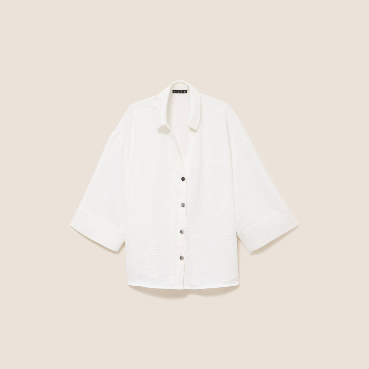Chemise col chemise manches 3/4 ecru femme