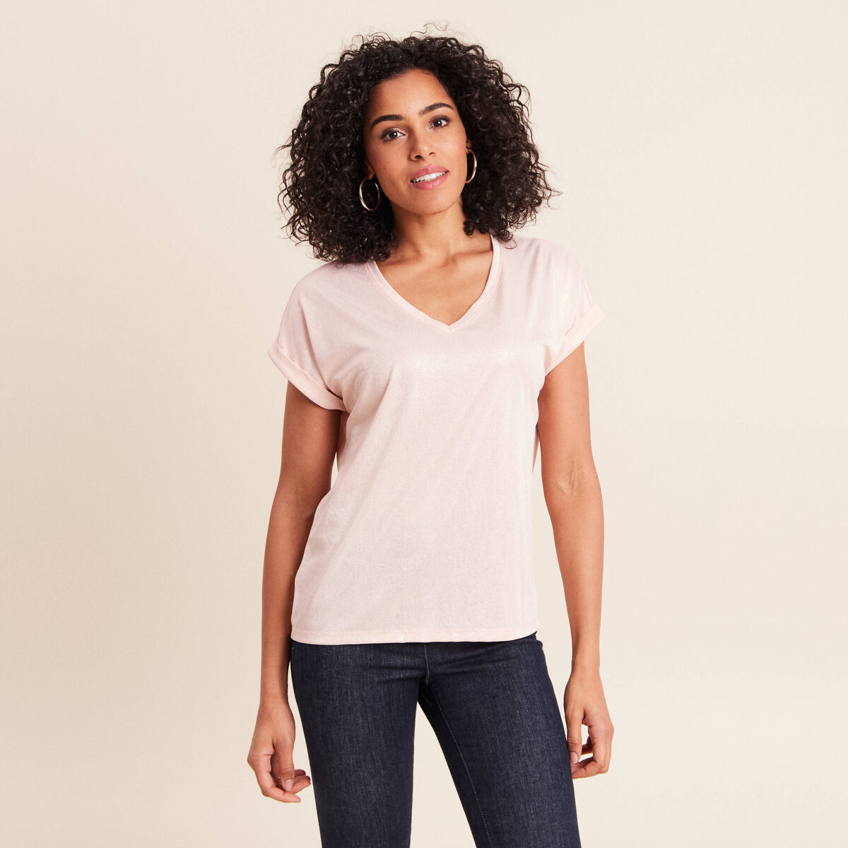 T-shirt manches courtes vieux rose femme