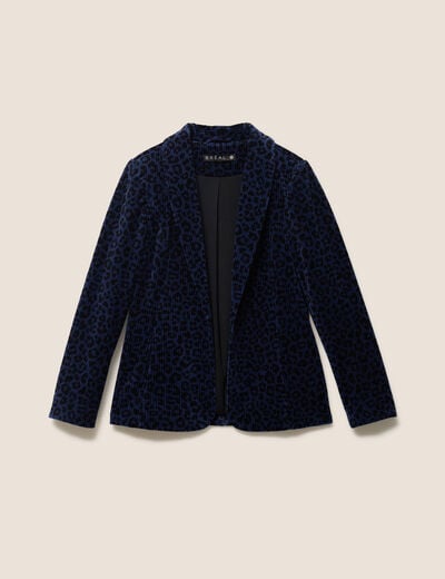 Veste tailleur velours bleu femme