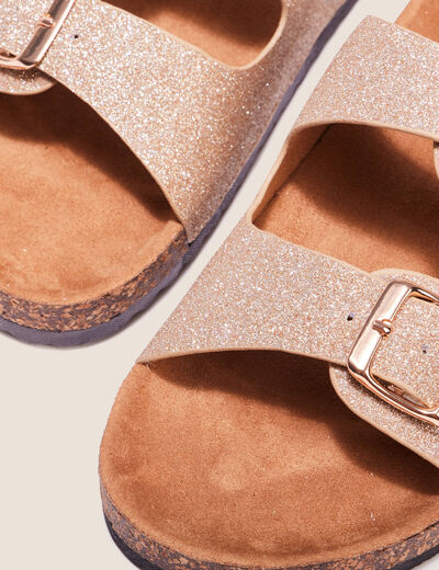Mules à paillettes couleur or femme