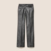 Pantalon enduit coupe large couleur argent femme