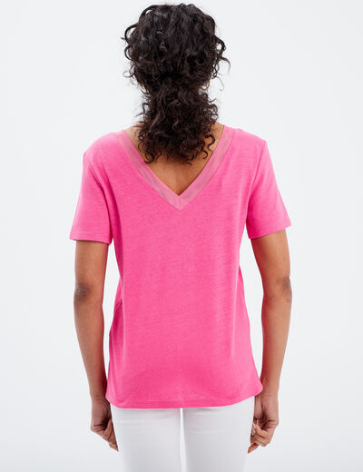T-shirt manches courtes rose fushia femme