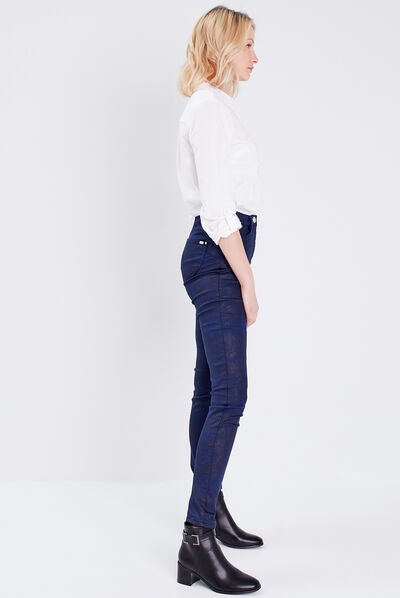 Pantalon ajusté bleu marine femme