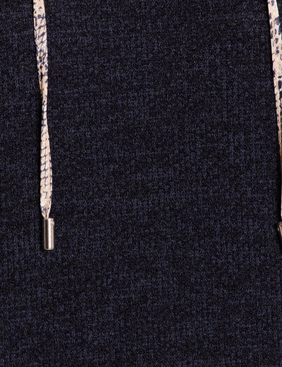 Sweat &agrave; capuche manches 3/4 bleu marine femme