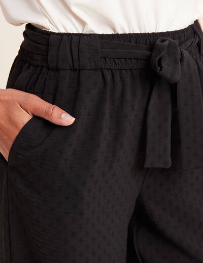 Pantalon flou droit 7/8ème noir femme