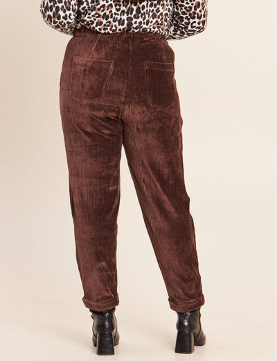 Pantalon coupe mom en velours marron femme