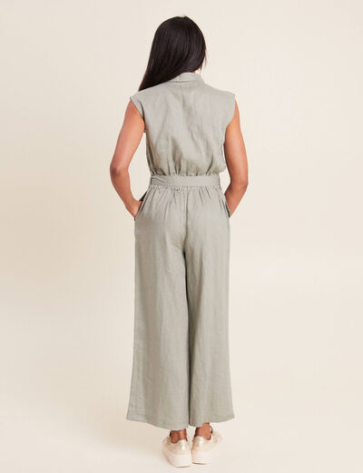 Combinaison pantalon ceinturée vert clair femme