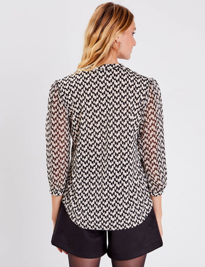 T-shirt manches 3/4 noir femme