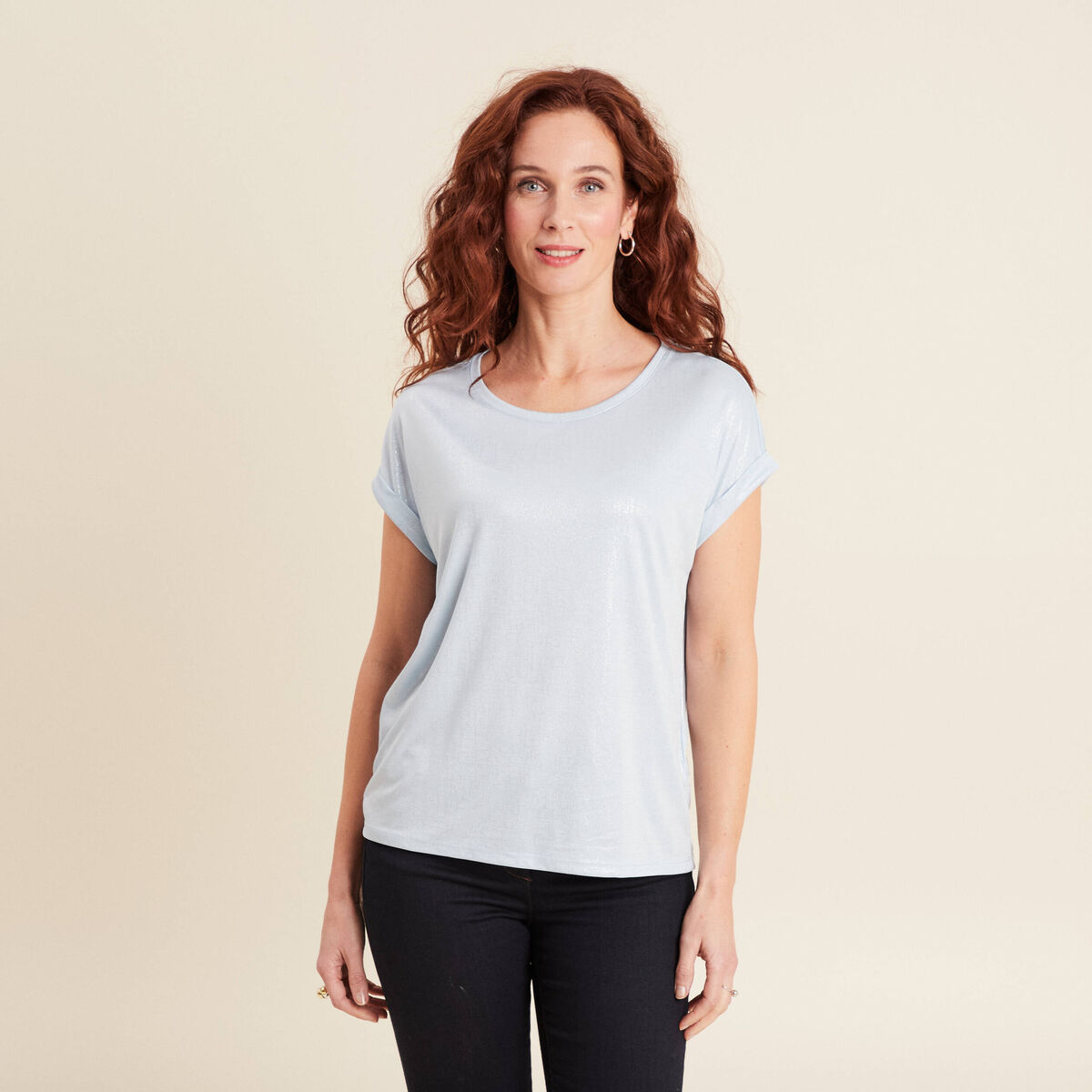 T-shirt manches courtes bleu ciel femme