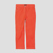 Pantacourt droit taille haute orange femme