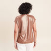 T-shirt col V manches courtes marron femme