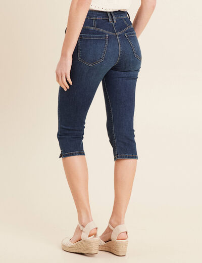 Pantacourt droit en jean denim brut femme