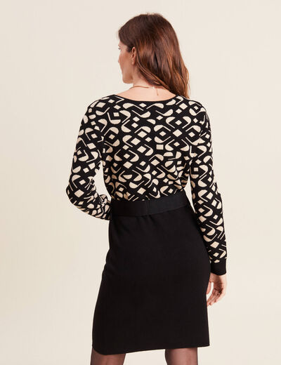 Robe tricot ajust&eacute;e 2-en-1 noir femme