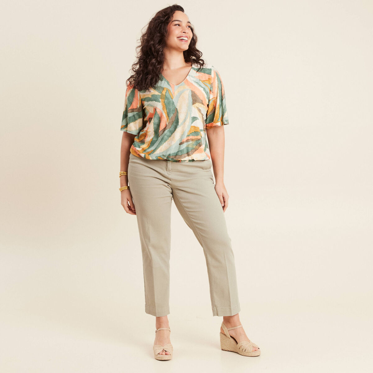 Blouse manches courtes multicolore femme