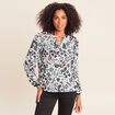 Blouse col tunisien manches longues blanc femme