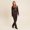 T-shirt thermo-douceur manches longues marron fonc&eacute; femme