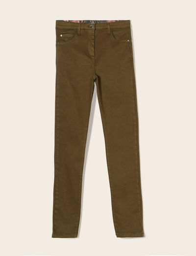 Jean magique ajusté taille standard vert kaki femme