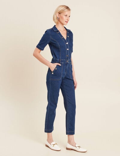 Combinaison pantalon en jean denim stone femme
