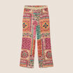 Pantalon large taille haute rose femme