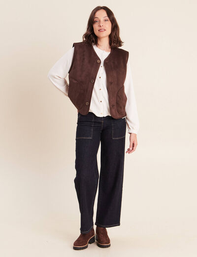 Chemise ample effet boule doubl&eacute;e ivoire femme