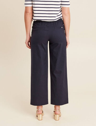 Pantalon large 7/8ème bleu foncé femme