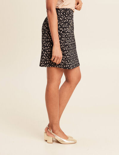 Jupe droite détails zippés noir femme