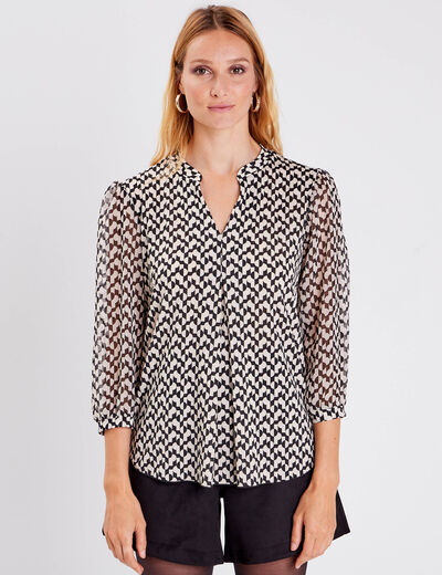 T-shirt manches 3/4 noir femme