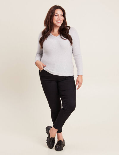 Pull manches longues gris clair femme