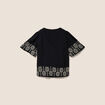 Blouse droite courte manches coudes noir femme