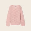 Pull manches longues ajouré vieux rose femme