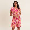 Robe évasée manches courtes orange femme