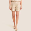 Short taille haute beige fonce femme