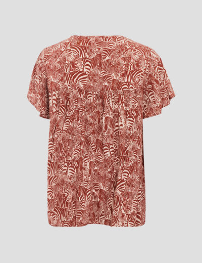 Blouse manches courtes rouge foncé femme