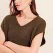Pull sans manches vert kaki femme