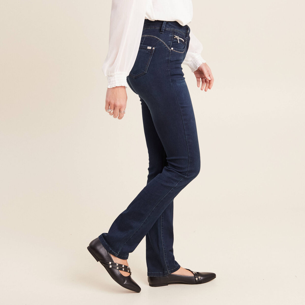Jean droit denim brut femme