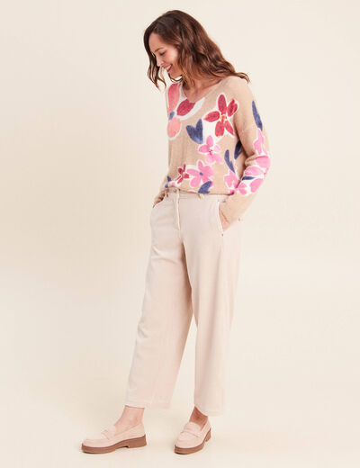 Pull manches longues beige femme