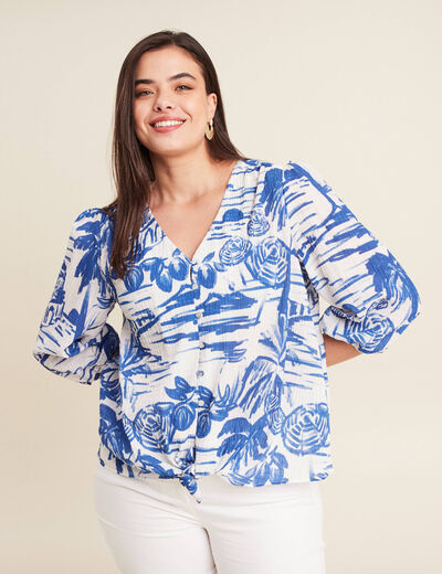 Blouse manches 3/4 blanc femme