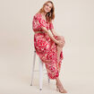 Robe longue évasée satin rose fushia femme