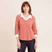 T-shirt col chemise manches 3/4 vieux rose femme