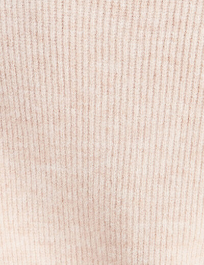 Pull droit manches longues beige femme