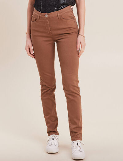 Jean magique ajusté taille standard marron femme