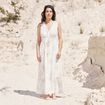 robe évasée col V doublée beige femme