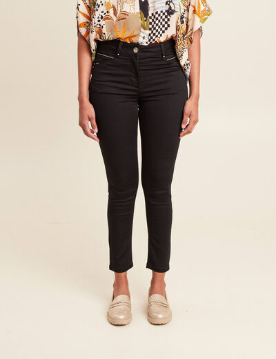 Pantalon ajusté taille haute noir femme