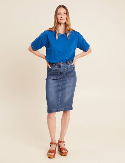 Jupe en jean longueur genou denim stone femme